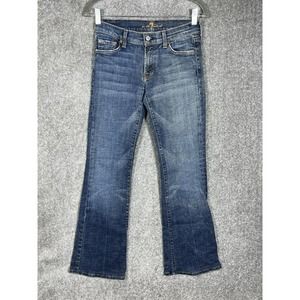 7 For All Mankind Flare Leg Jeans Womens Size 28 Stretch Blue Denim Made in‎ USA